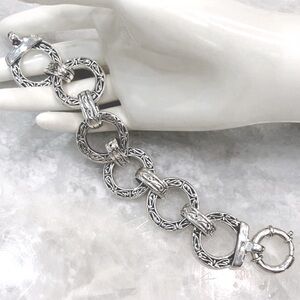 Sterling Silver Hollow Link Bali Design Chunky Bracelet